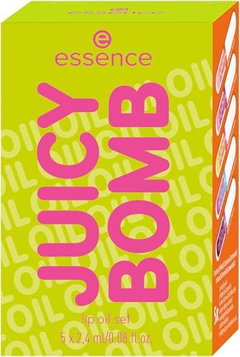  Essence JUICY BOMB lip oil set radiante para labios, 5 tonos afrutados, aroma tropical, 5x2,4ml
| Essence JUICY BOMB li